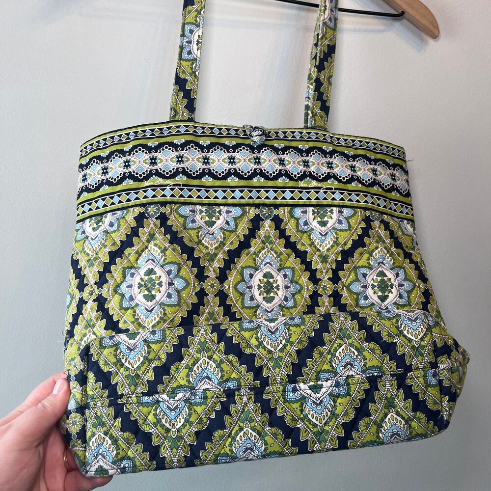 Vera Bradley Green and Blue Patterned Tote - Picture 4 of 8